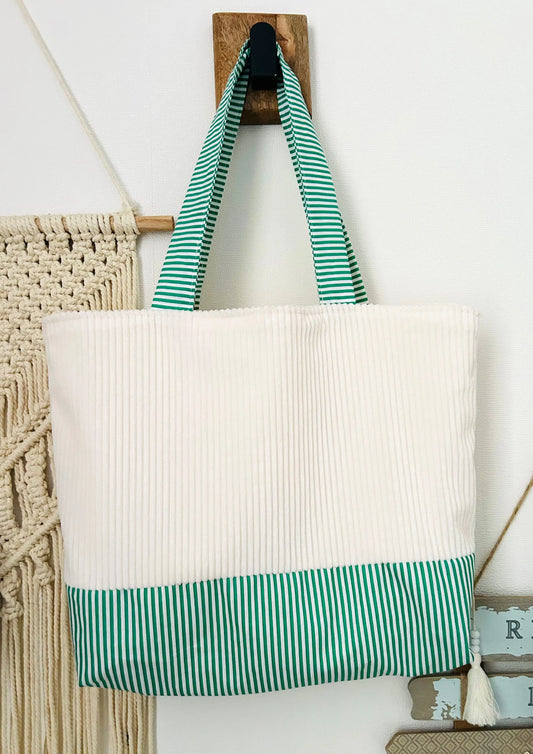 Tote Bag Bi-Matière Velours côtelé