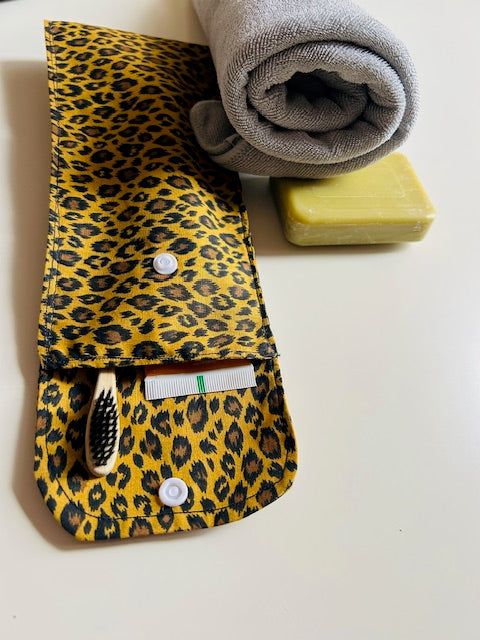 Étui brosse à dents motif léopard fait main zéro déchet
