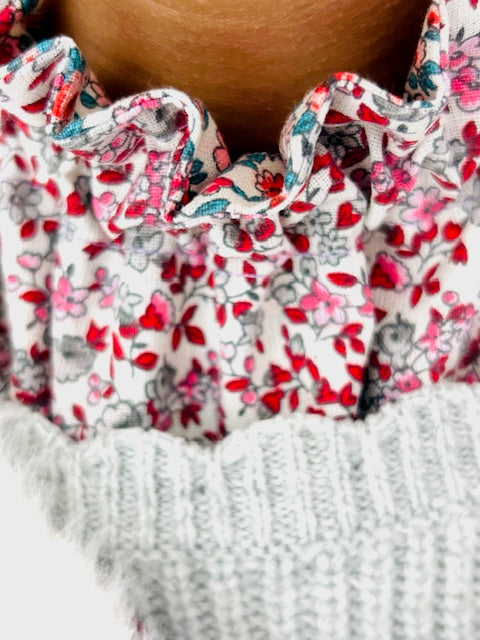 Col amovible réversible motif fleuri chic cousu main – création artisanale France