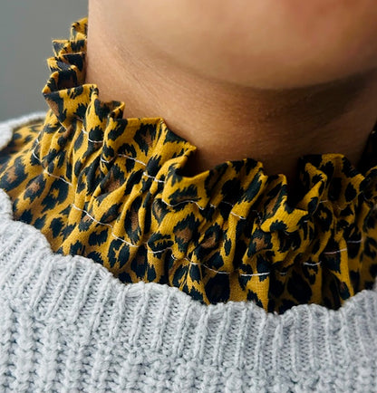 Col amovible motif léopard – accessoire fait main France