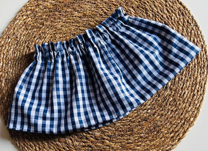 Col amovible motif vichy bleu marine fait main – accessoire textile artisanal France