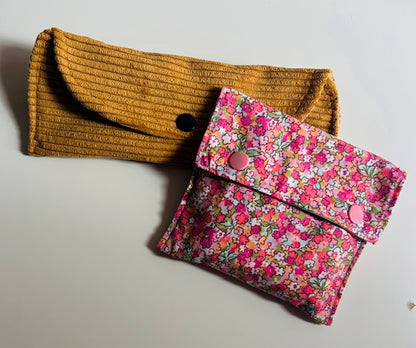 Duo étui velours moutarde et porte-savon Liberty rose