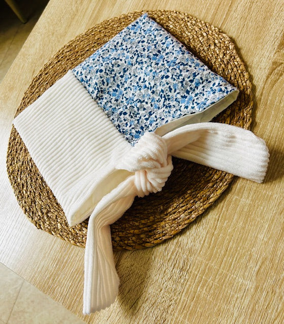 pochette à livre velours côtelé artisanale MSAtelier2C