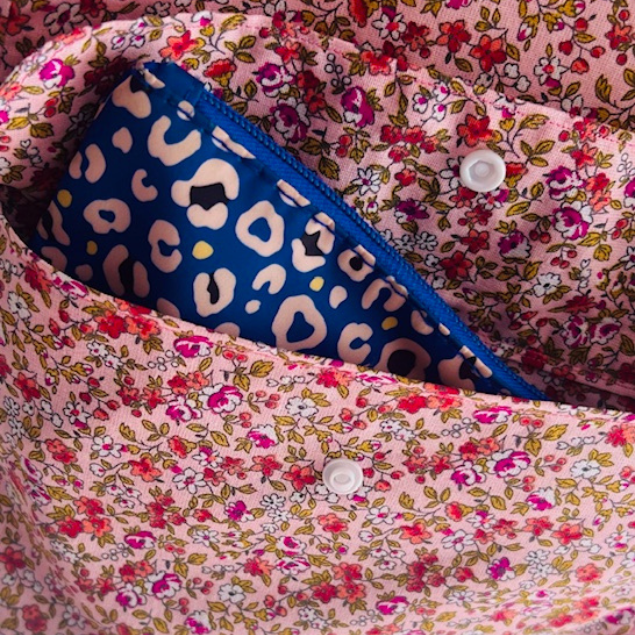 Tote bag fleuri rose , accessoire de mode éthique et fleuri