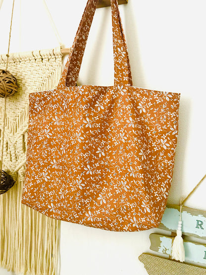 Tote bag camel en coton cousu main – accessoire textile artisanal France