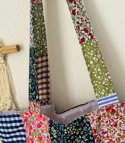 Tote bag motif patchwork cousu main – fabrication artisanale française