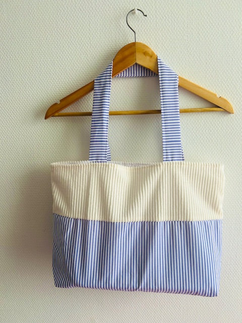 Tote bag femme lila raye en velours fait main